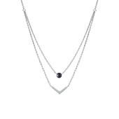 Colier argint cu perla naturala neagra si pandantiv cu pietre DiAmanti SK23493N_B-G